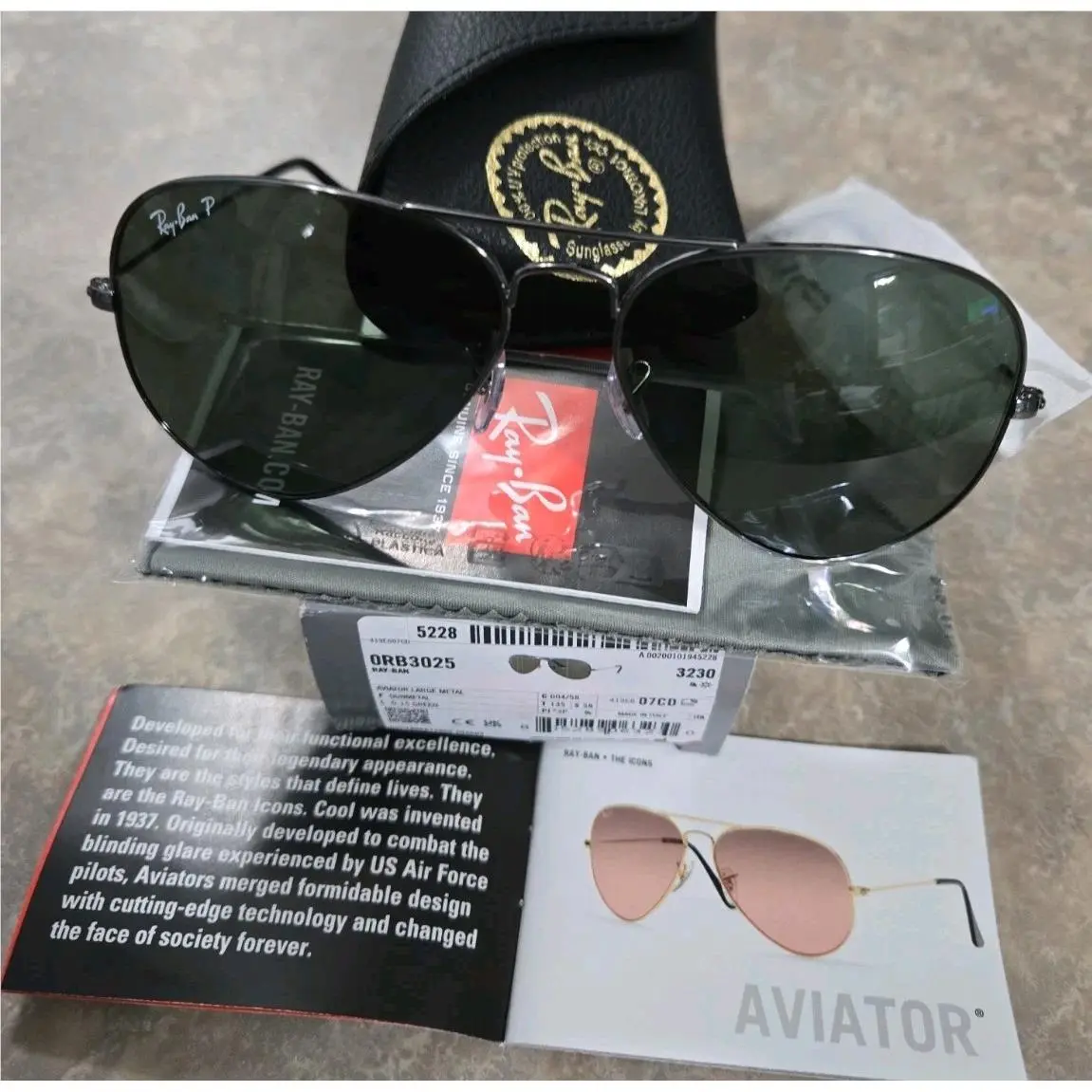 Ray-ban Aviator Sunglasses RB 3025 004/58 58-14 Gunmetal Frames Polar Lenses - Frame: Gray, Lens: Green