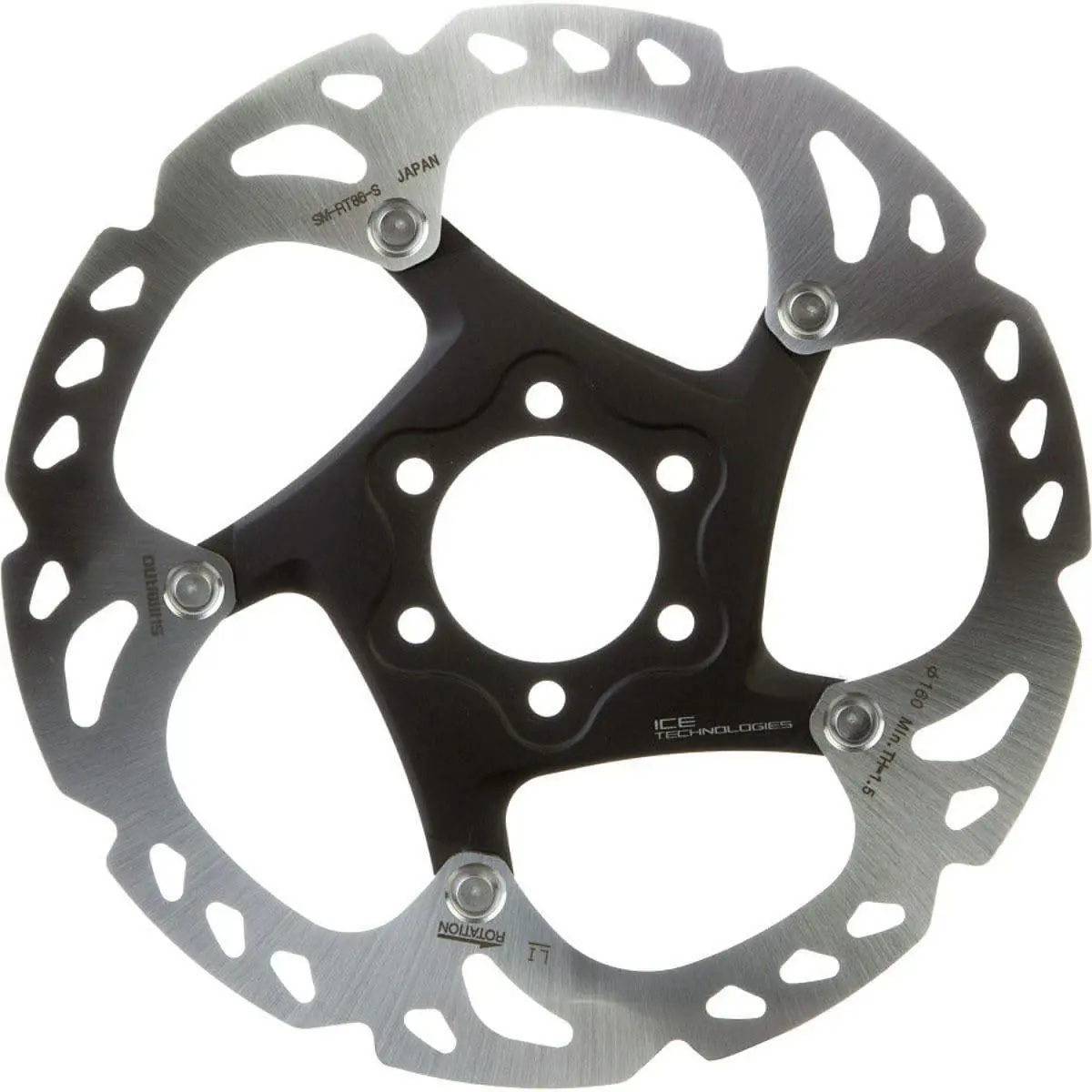 Shimano Deore XT SM-RT86-L Disc Brake Rotor - 203mm 6-Bolt Silver/black - Silver