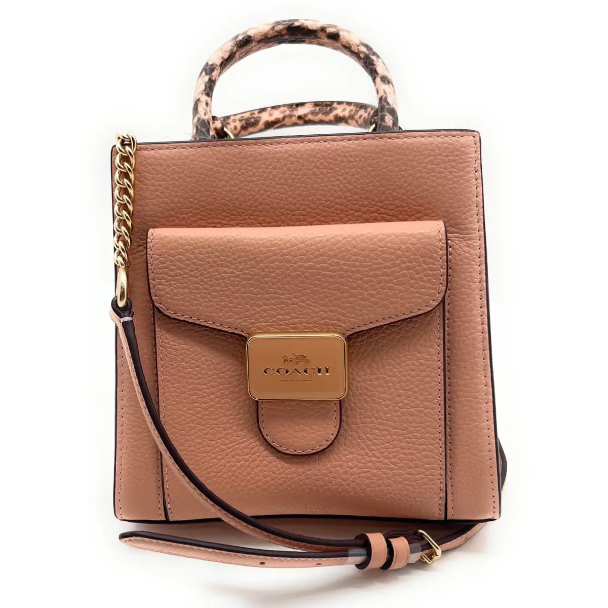 Coach Pepper Pebble Leather Shell Pink Snakeskin Mini Crossbody C6779