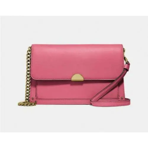 Coach Dreamer Brass/orchid Glovetanned Leather Convertible Crossbody 87899