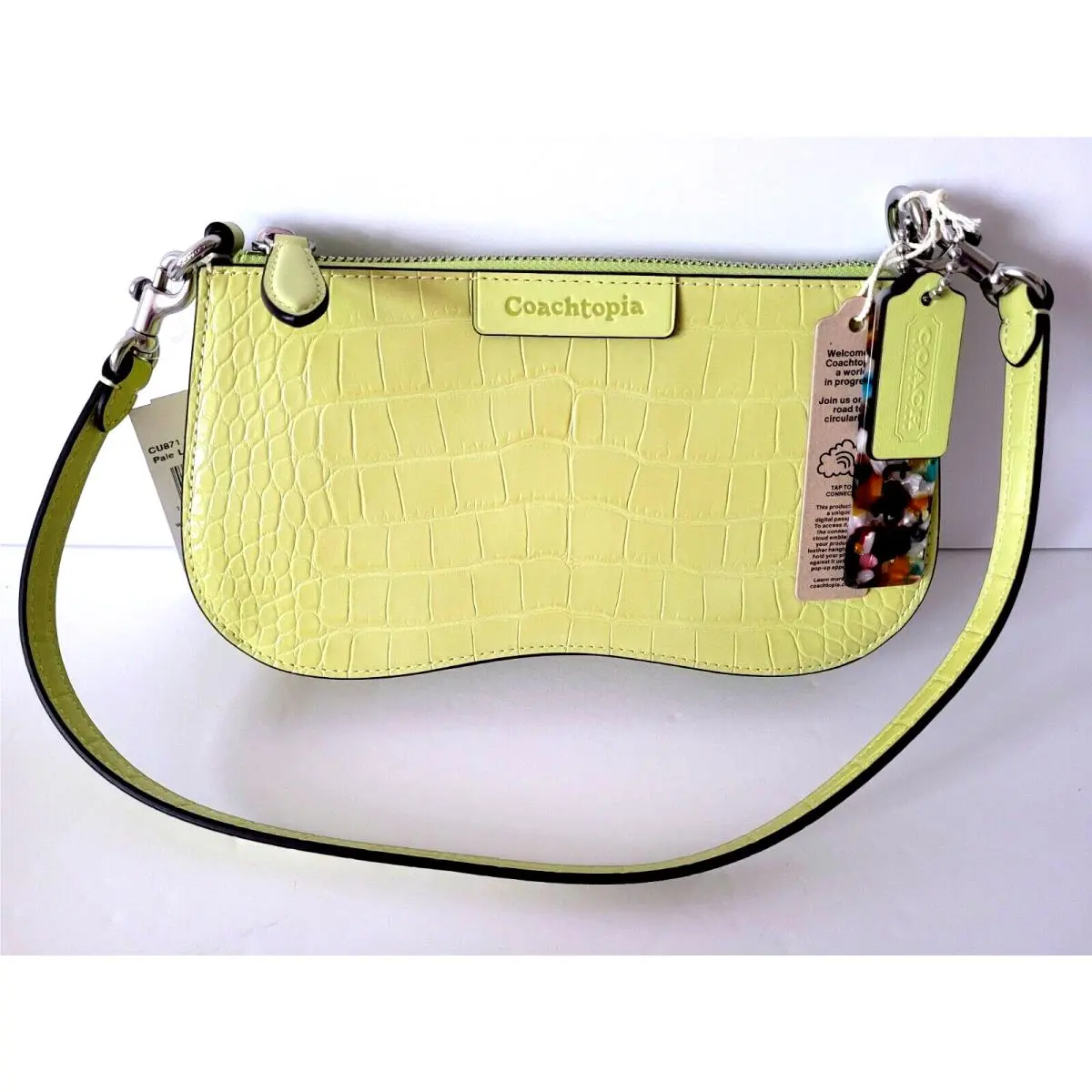 Coach Wavy Baguette Bag Croc Embossed Coachtopia Iris Purple CU871