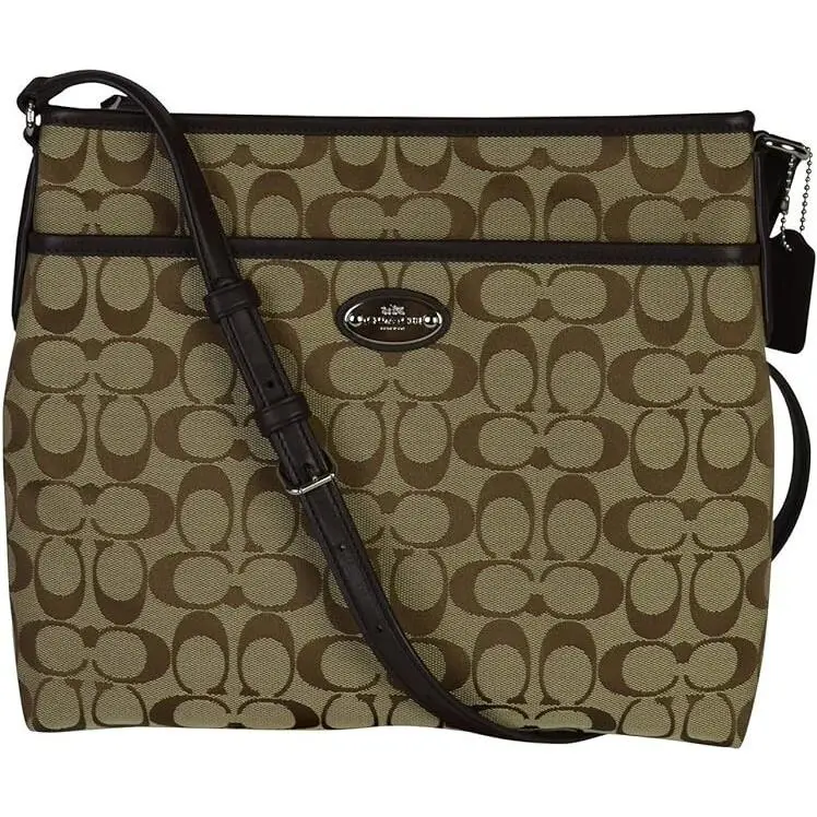 Coach 12cm Signature File Bag F36378 - - Khaki/mahogany