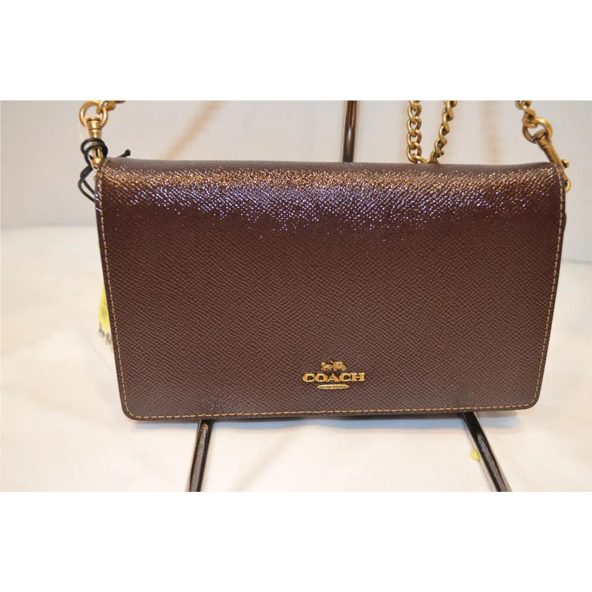 Coach Leather Foldover Crossbody Clutch Chain Oxblood 31863