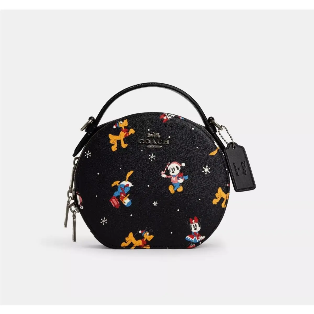 Disney X  Canteen Crossbody with Holiday Print Gunmetal/black by Coach