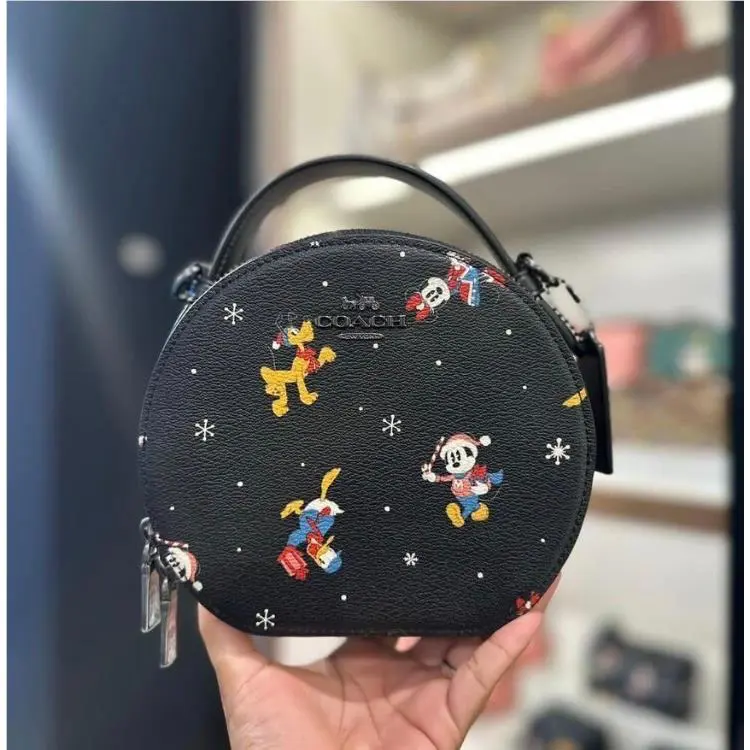 Coach CM846 Disney X Coach Canteen Crossbody with Holiday Print Black Multi