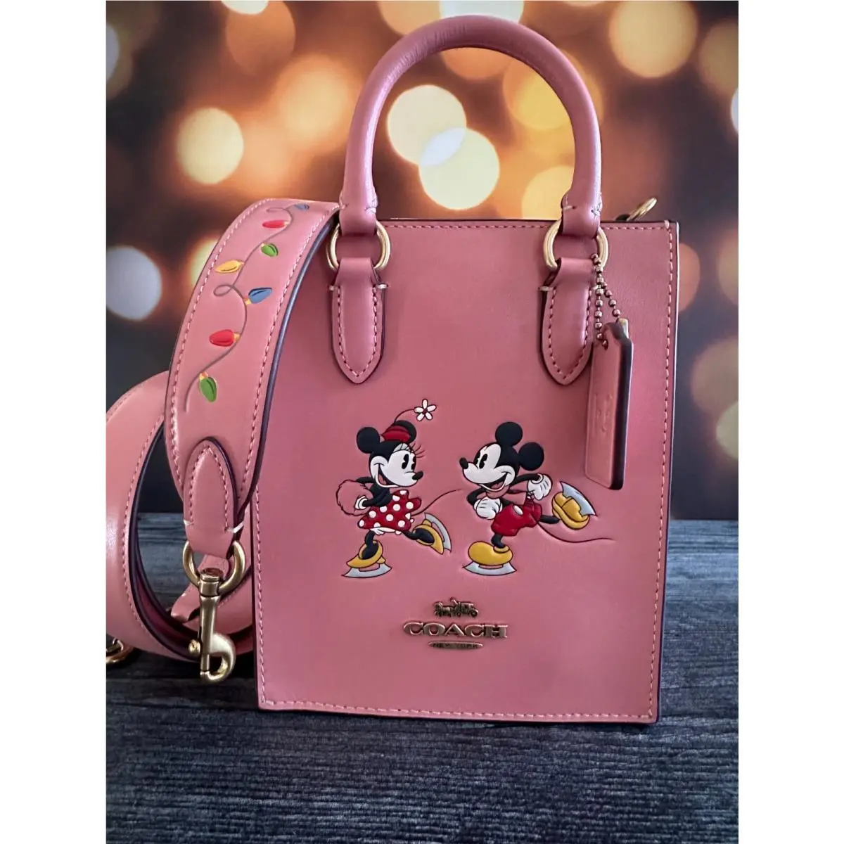 Coach CN023 Disney X Coach North South Mini Tote Ice Skate Motif Blush Pink