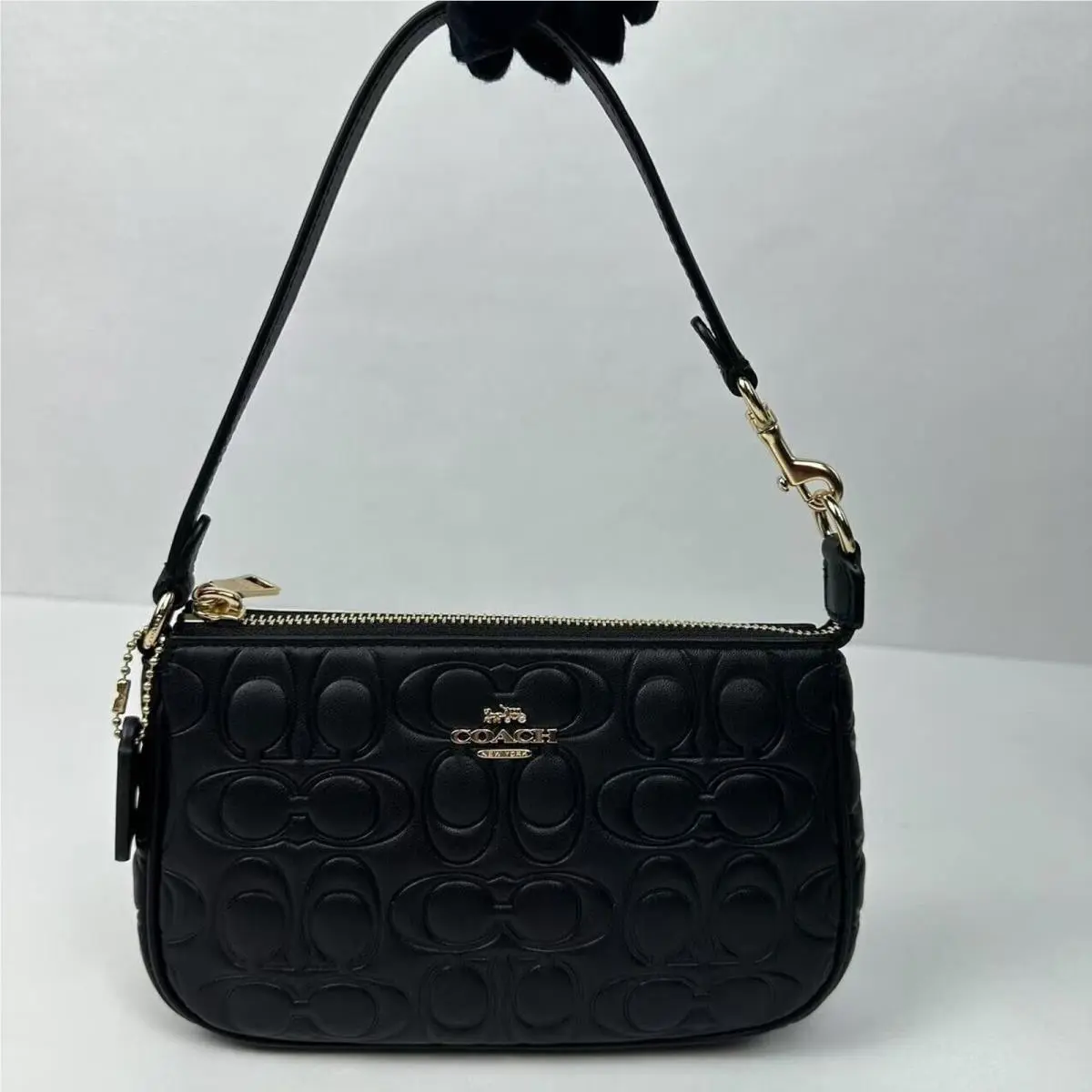 Wristlet Nolita 19 In Signature Leather Embossed C In Black CZ456 by Coach