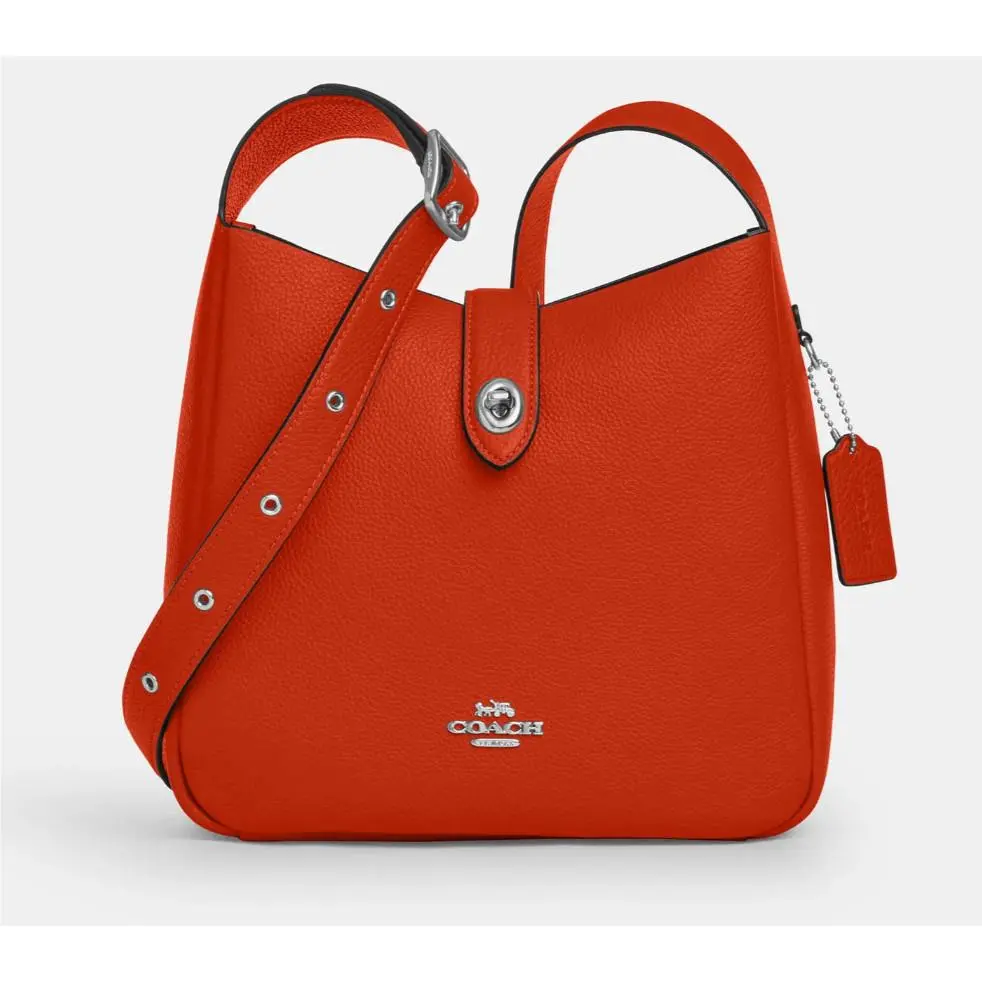 Coach Women`s Deep Orange Hadley Leather Convertible Crossbody Bag CW002