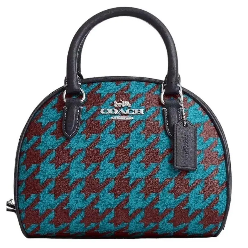 Coach Sydney Satchel Purse Bag Houndstooth Print CJ628