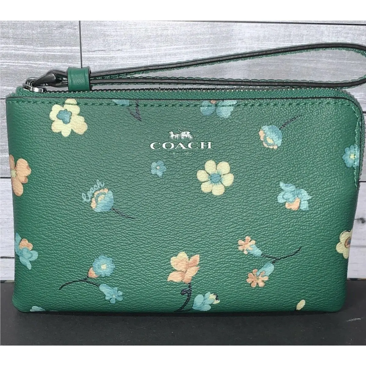 Coach Corner Zip Wristlet In Signature Canvas Mystical Floral Print C8701 P1