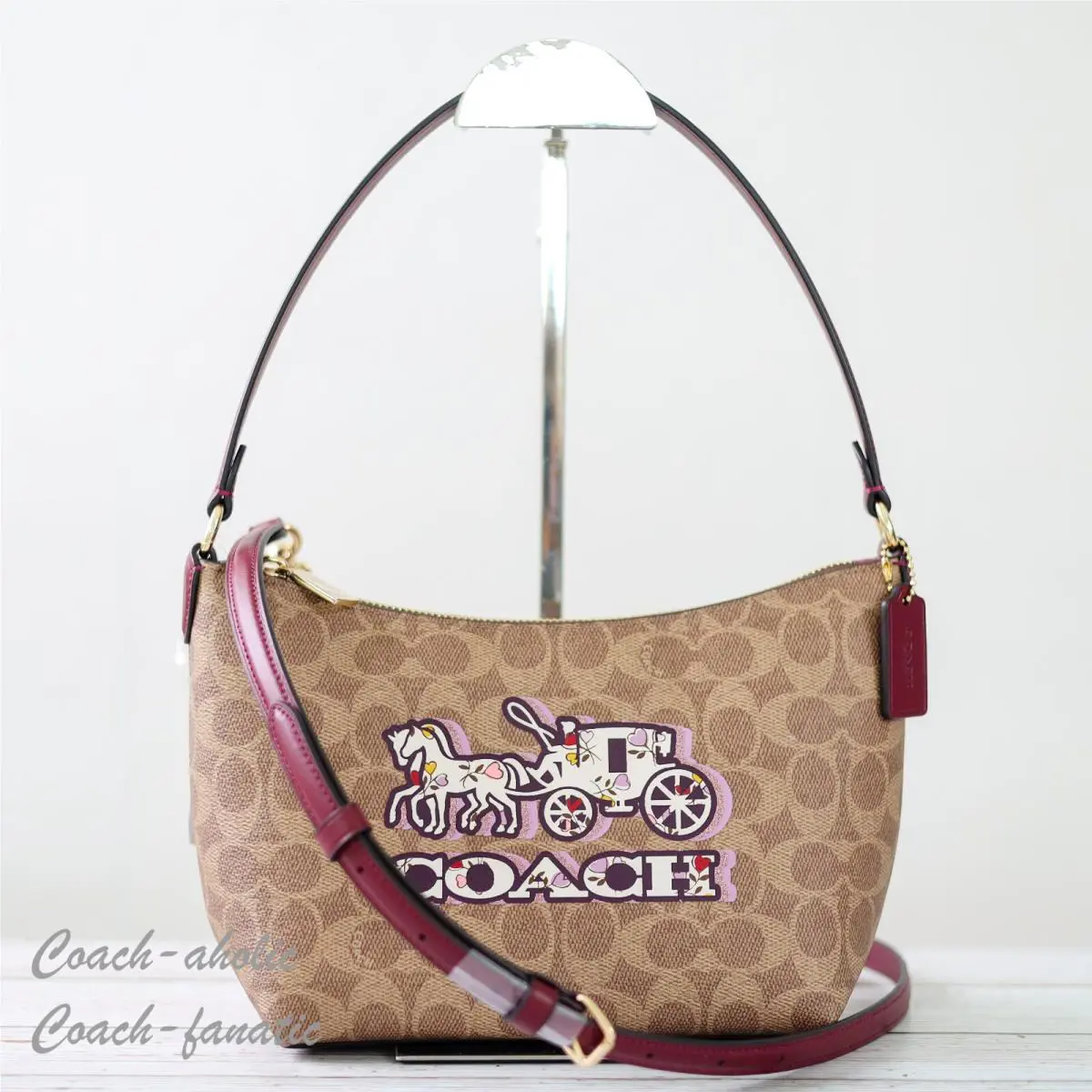 Coach CX588 Zip Top Shoulder Bag In Signature Canvas w/ Horse Carriage