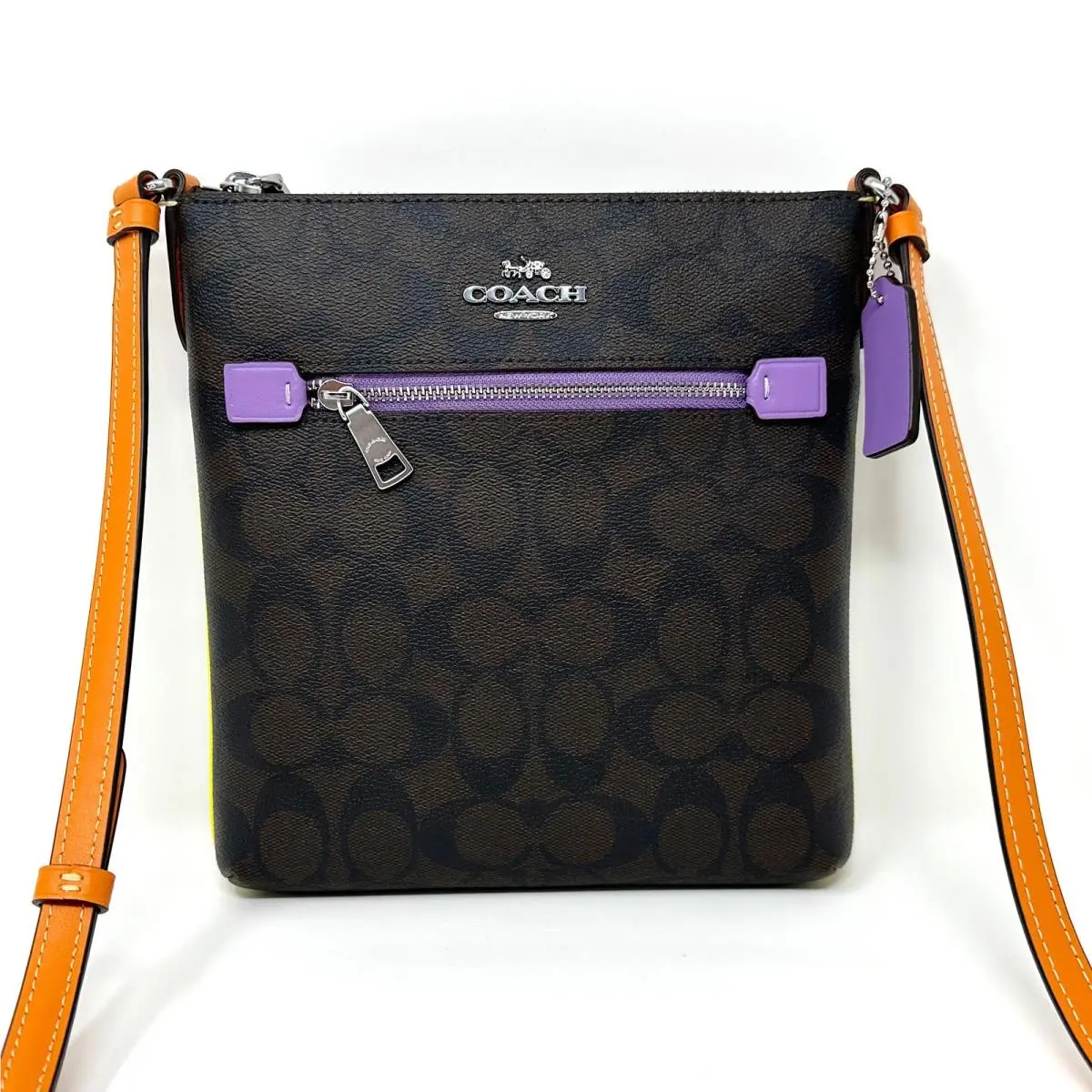 Coach Mini Rowan File Bag In Colorblock Signature Canvas Brown Iris Multi CL671