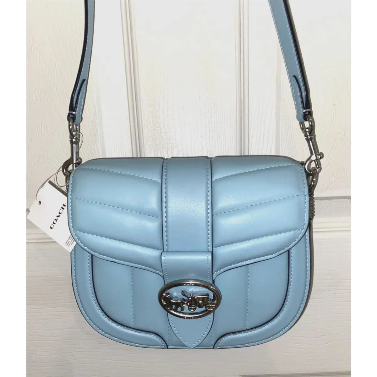Coach Georgie Saddle Bag Horse Carriage Puffy Quilted Leather Waterfall