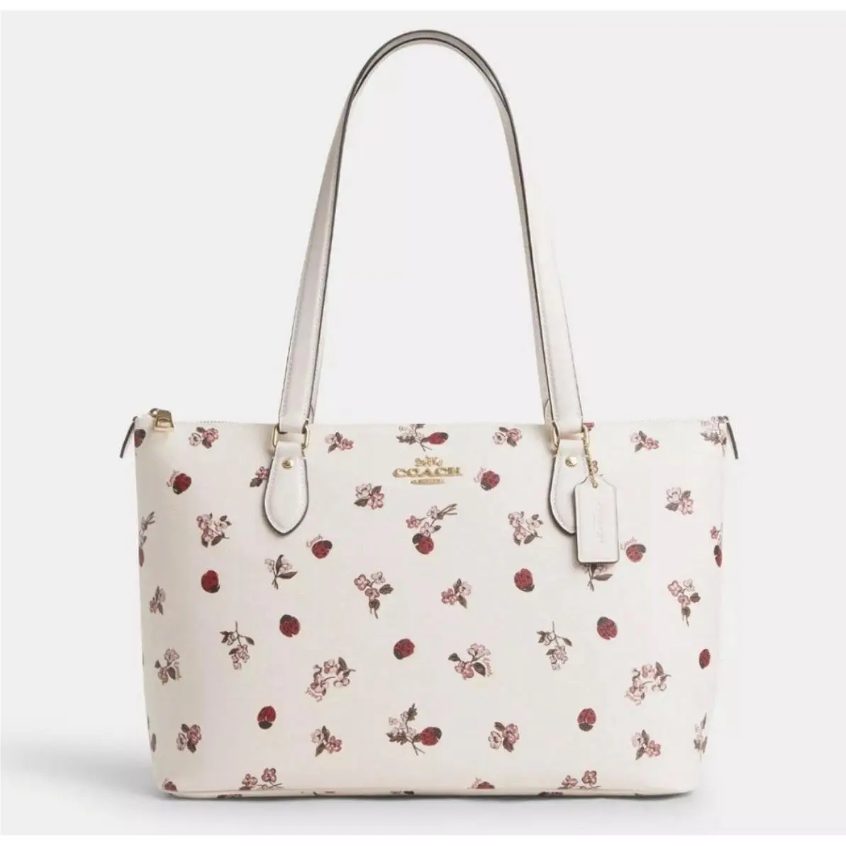 Gallery Tote Bag with Ladybug Floral Print Gold/chalk Multi CU271 by Coach
