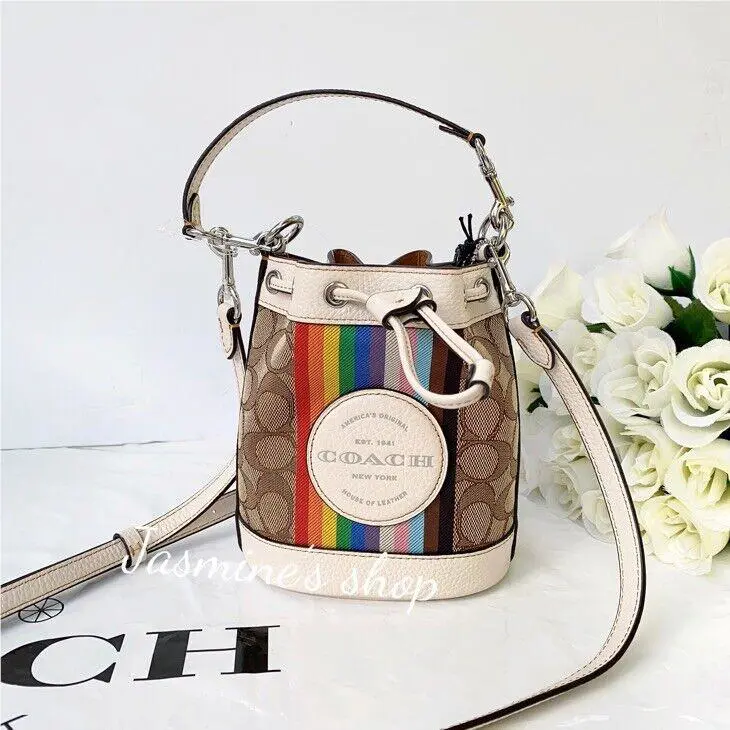 Mini Dempsey Bucket Bag Signature Jacquard Rainbow Cj661 by Coach