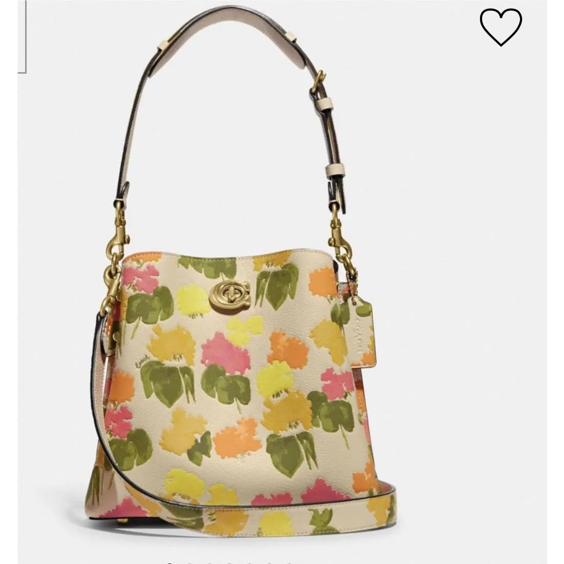 Willow Bucket Bag Floral Multi Watercolor Pebble Leather CC387 by Coach