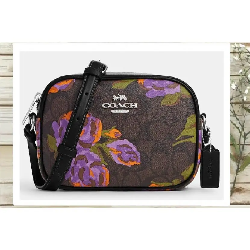Coach CL659 Mini Jamie Camera X-body Bag Sig Rose Print In Brown Iris Multi