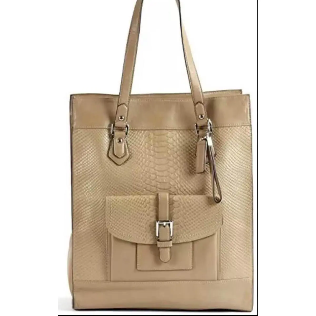 Coach Charlie Embossed Python Leather Large Tote Bag F28723 Limited Ed. in Camel