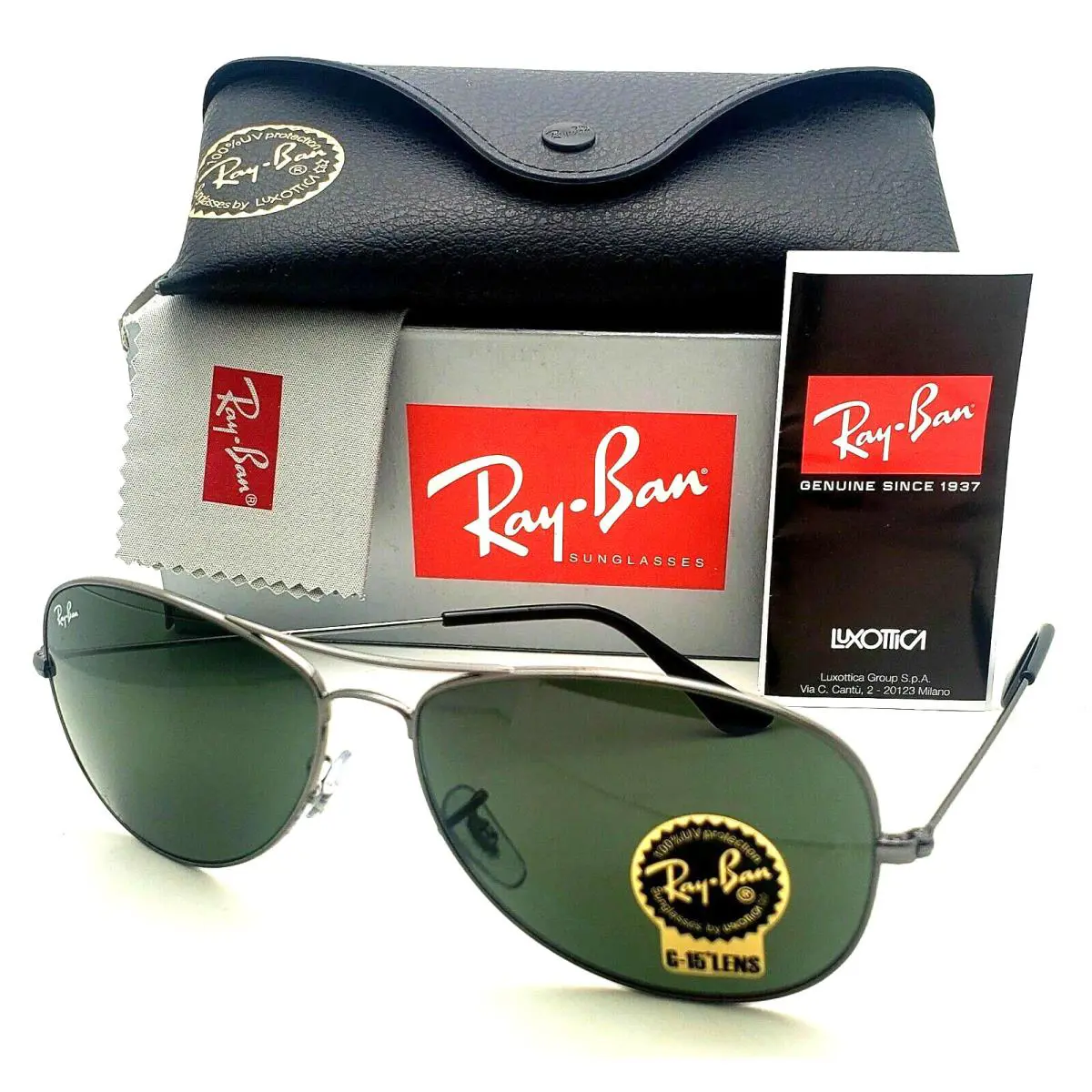 Ray-ban Cockpit RB 3362 004 59-14 Gunmetal Sunglasses G-15 Grey-green Lenses