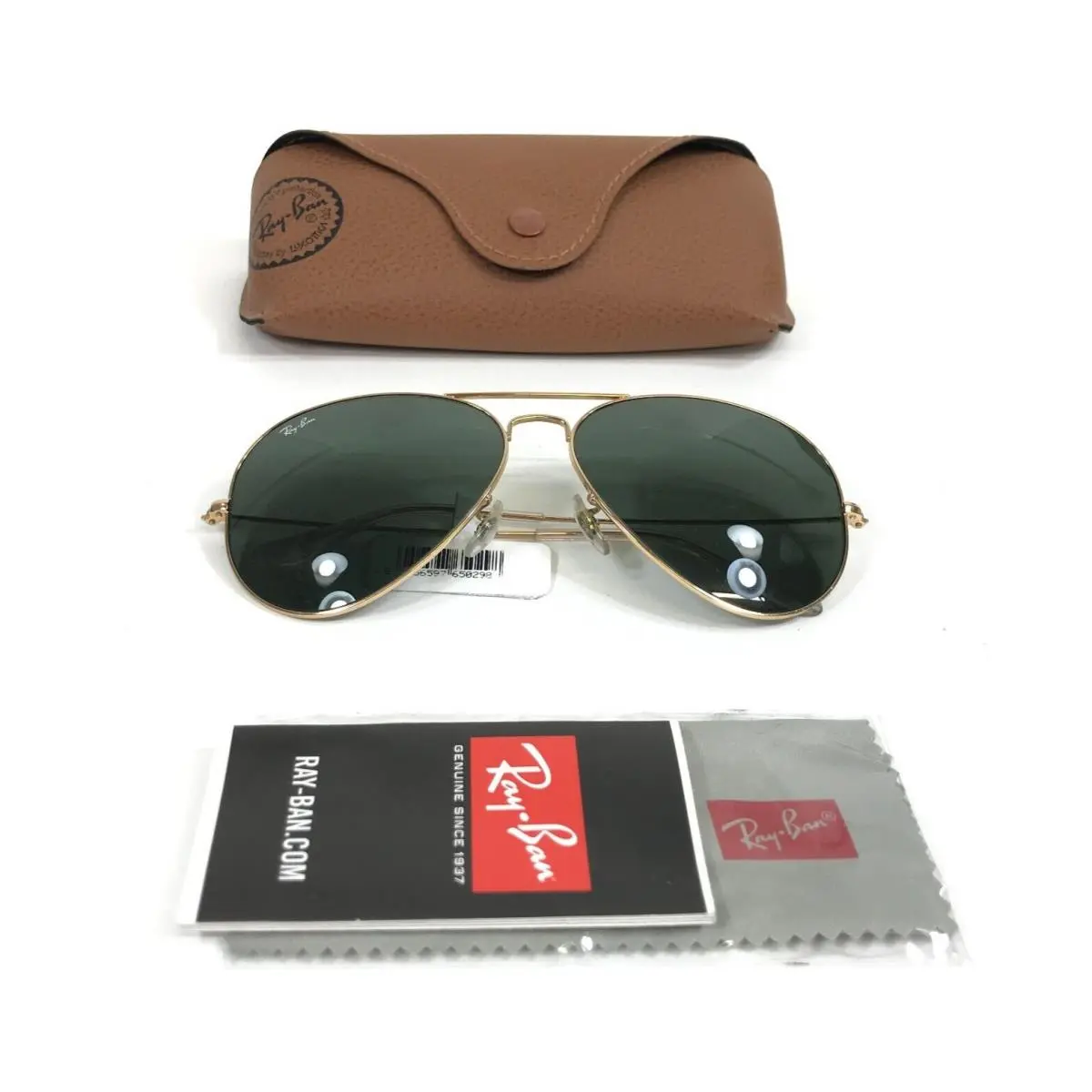Ray-ban Sunglasses RB3625 919631 Aviator Gold Frames with Green Glass Lenses by Ray-Ban