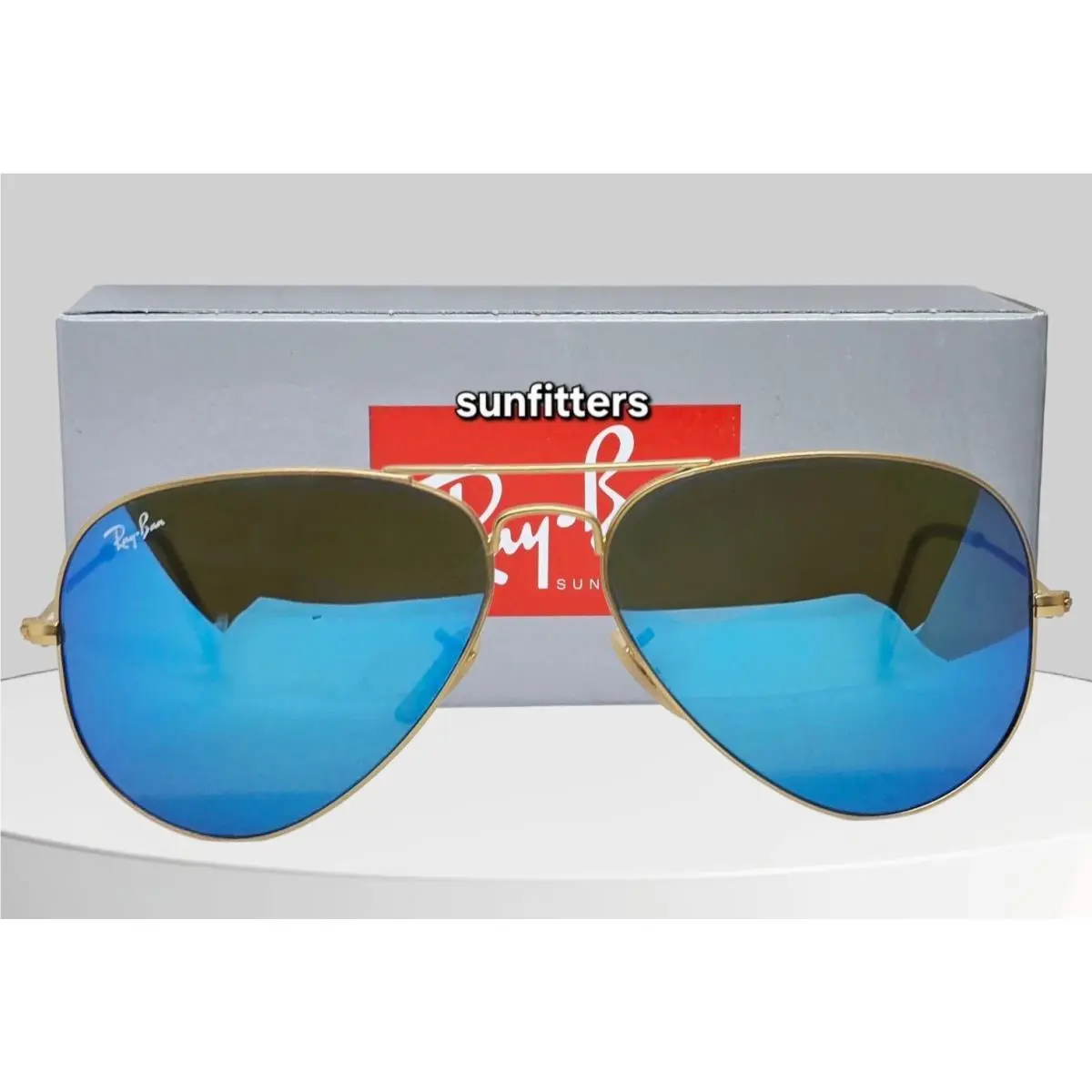 Ray Ban Aviator Flash Matte Gold/blue Mirror RB3025 112/17 58 Sunglasses by Ray-Ban