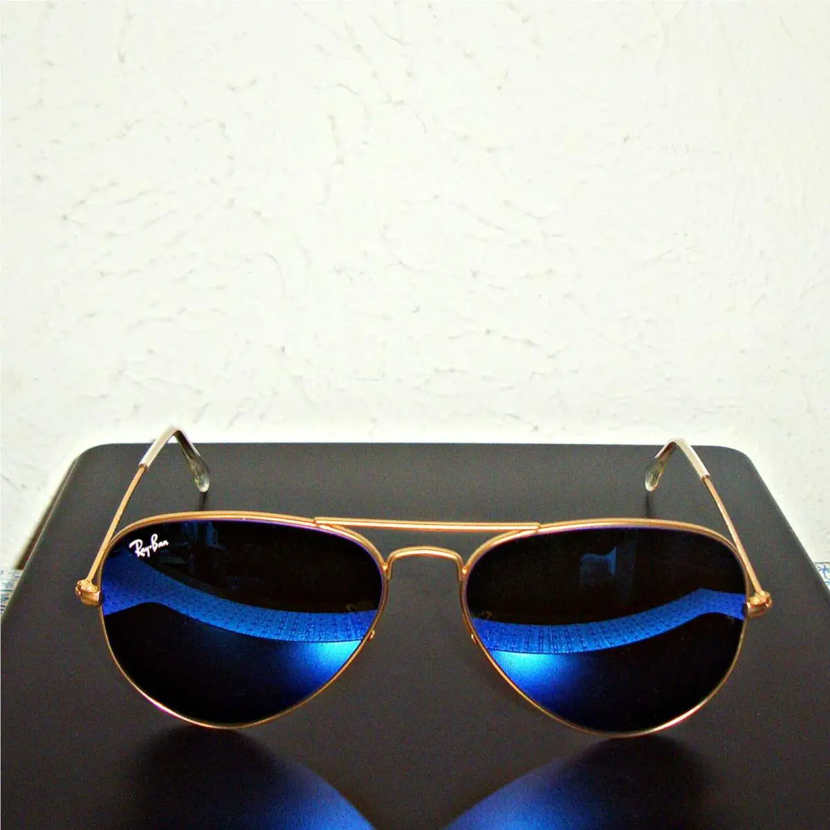 【new】ray Ban RB3025-112/17-58 Mirrored Sunglasses W/ Blue Lens/gold Metal Frame