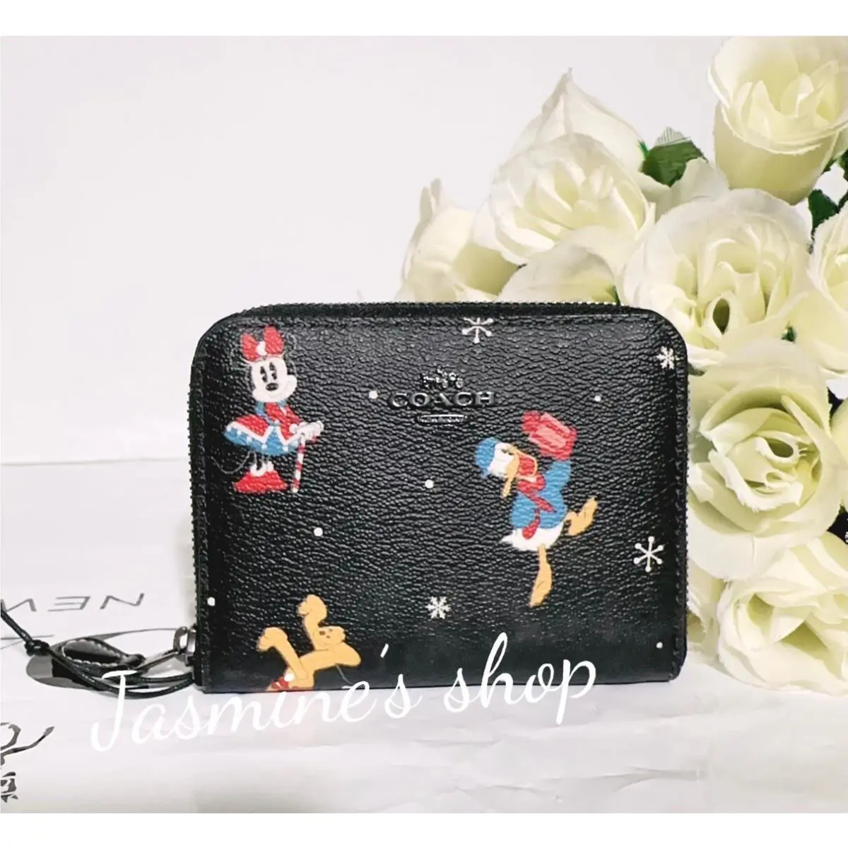 Coach Disney X Coach Small Zip Around Wallet with Holiday Print CN028