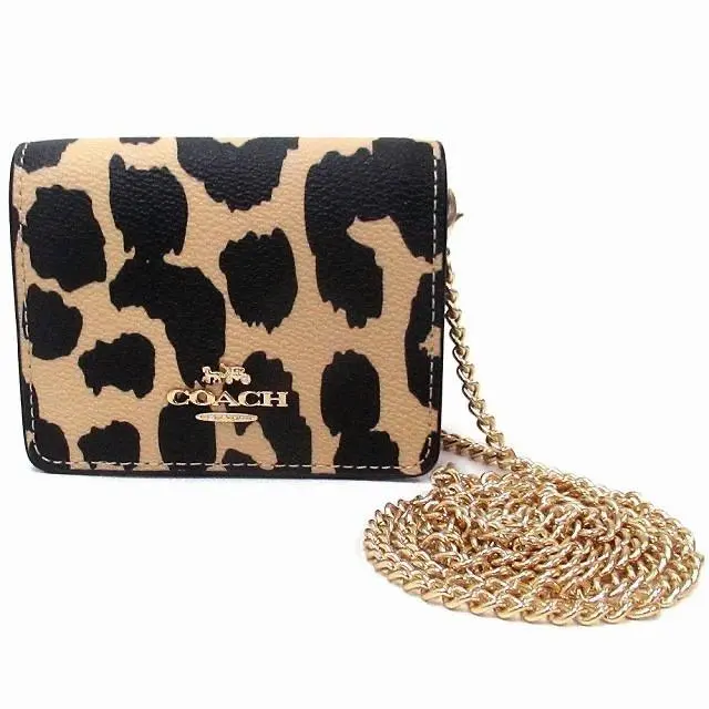 CX151 Mini Wallet ON A Chain with Leopard Print Bag Purse Crossbody by Coach