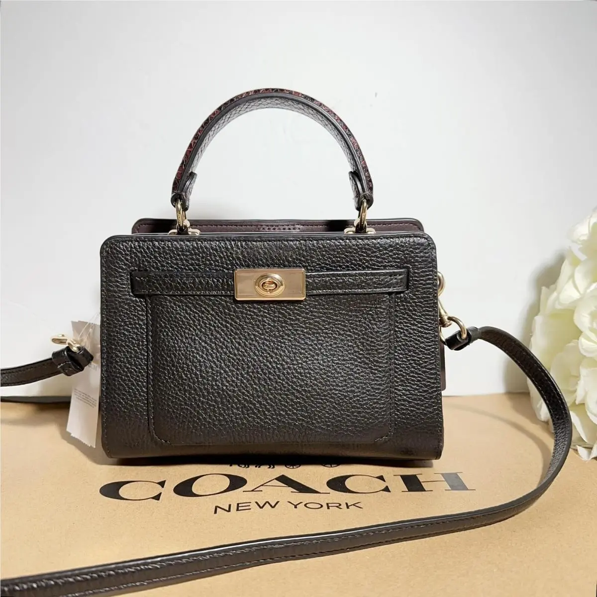 Coach C8687 Mini Lane Top Handle In Refine Pebble Snake-embossed Leather
