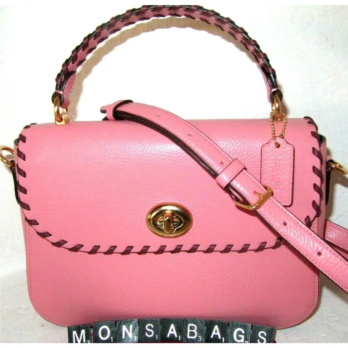 Coach C4107 Marlie Top Handle Satchel Crossbody Bag Bubblegum Pink