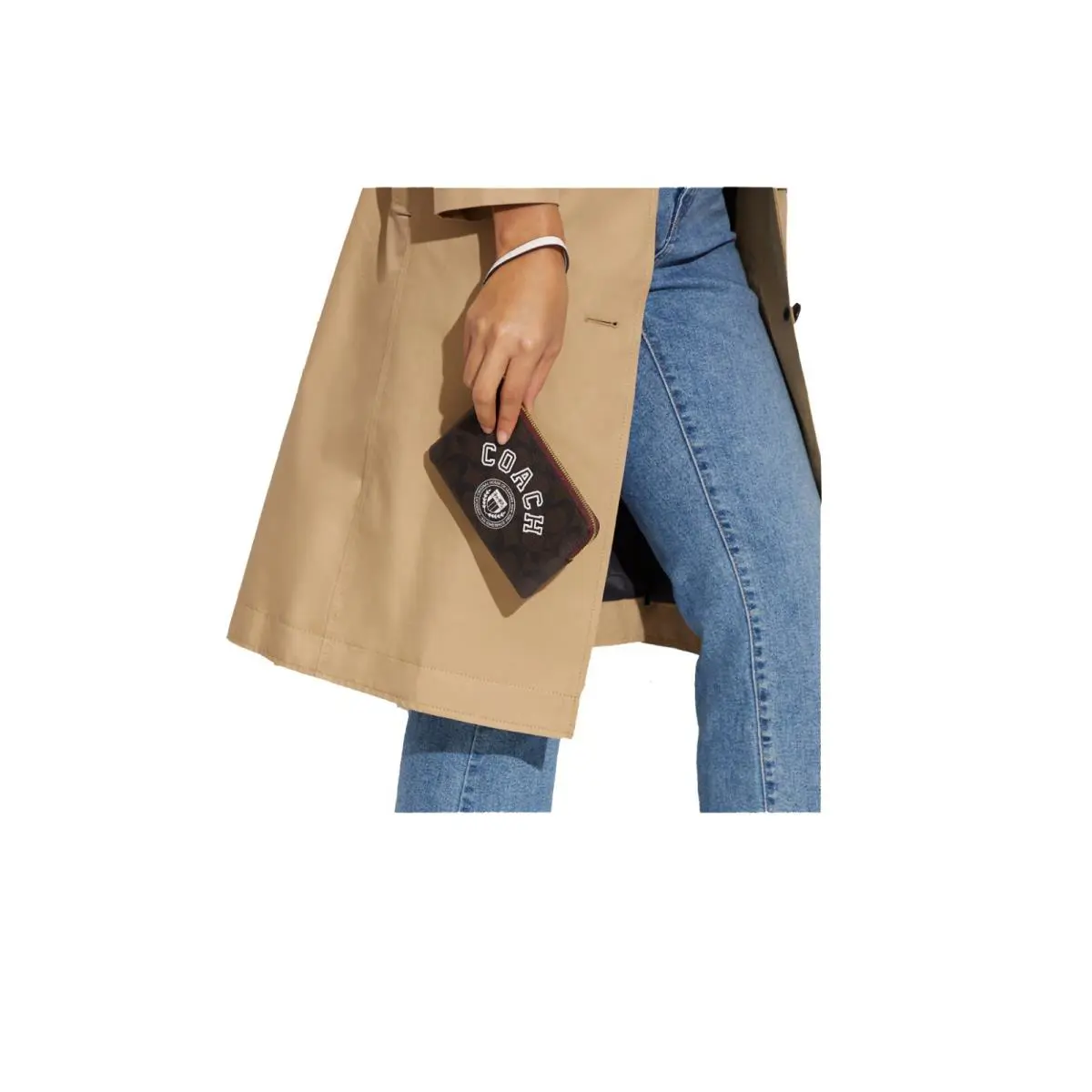 Coach Women`s Corner Zip Wristlet In Signature Canvas with Varsity Motif CB855