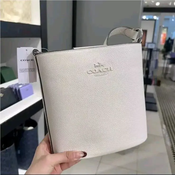 Coach CR153 Sophie Bucket Bag Crossbody in Refine Pebble Leather Chalk