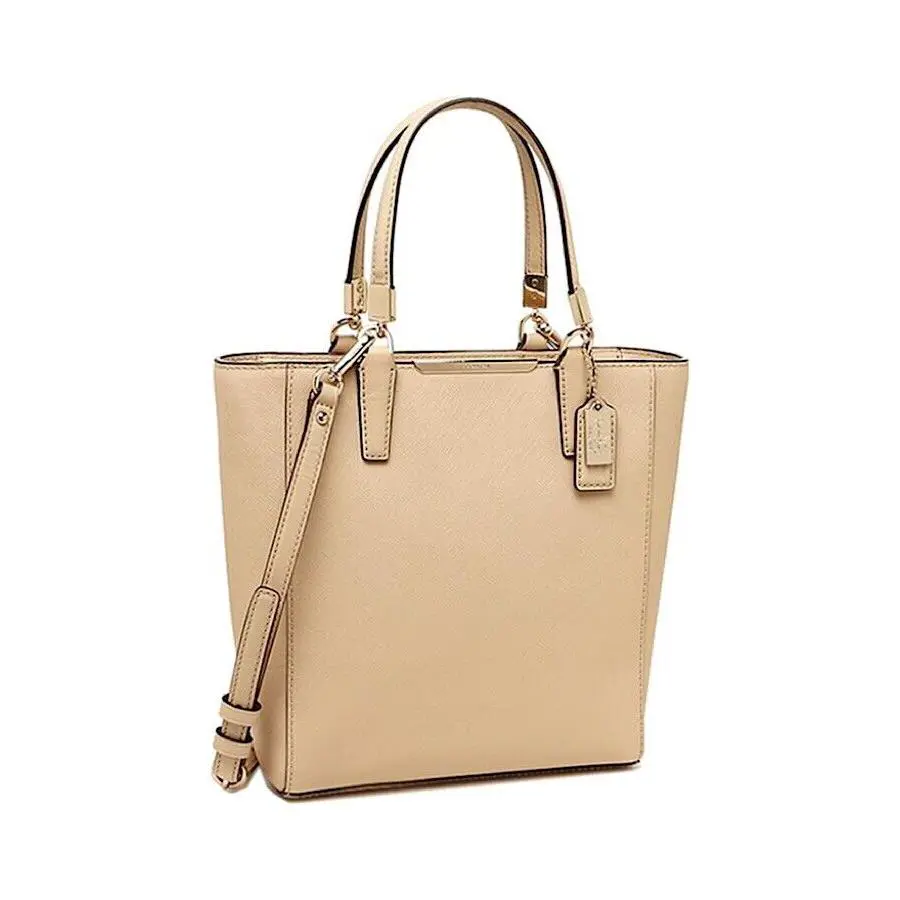 Coach 29001 Saffiano Leather Mini North South Madison Tote Bag Purse Tan - Handle/Strap: Beige, Exterior: Tan, Lining: Beige