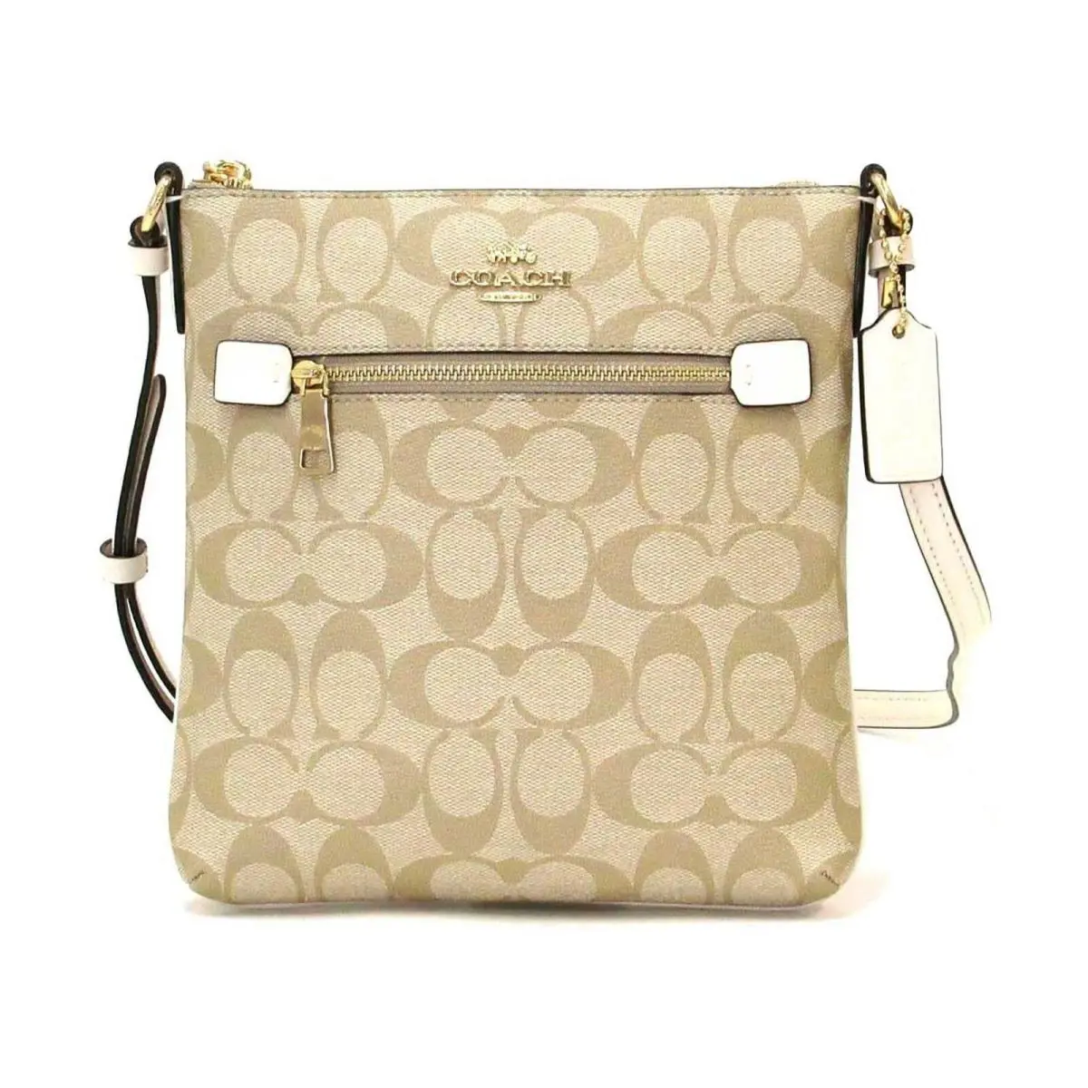 Coach Women`s Mini Rowan Crossbody Bag in Signature Canvas - Light Khaki/chalk - Exterior: IM/ Light Khaki Chalk