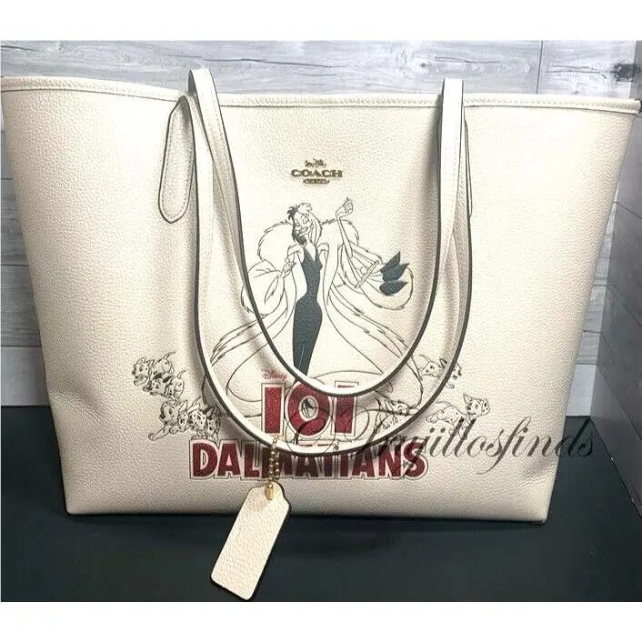 Coach X Disney Cruella and 101 Dalmatians Pebble Leather City Tote CC159