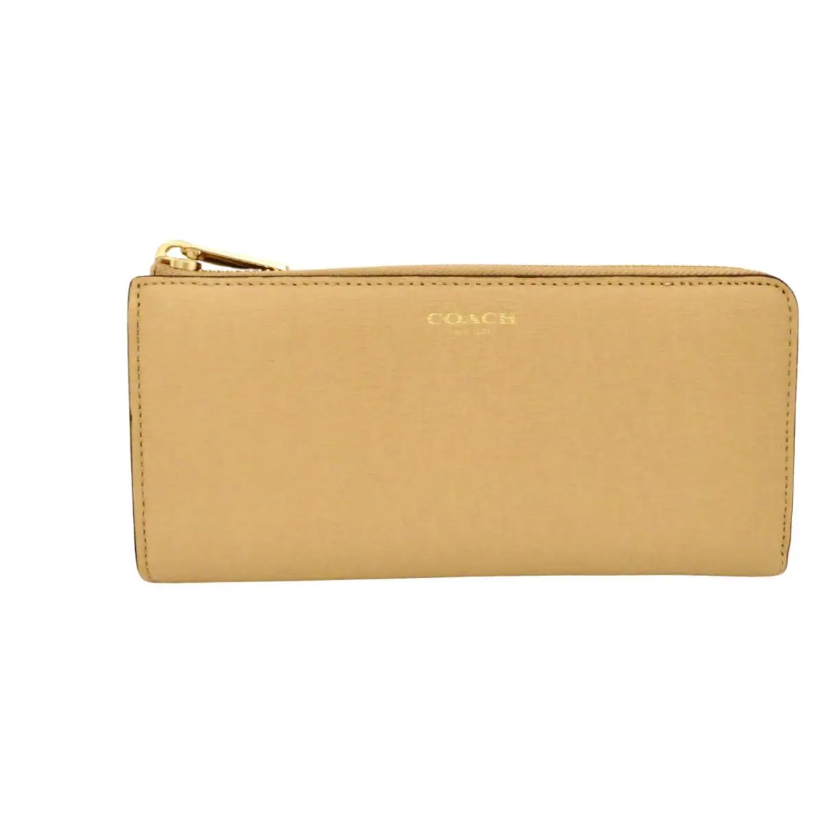 Coach Tan Saffiano Leather Slim Zip Wallet 50923 8 Credit Card Slot Last
