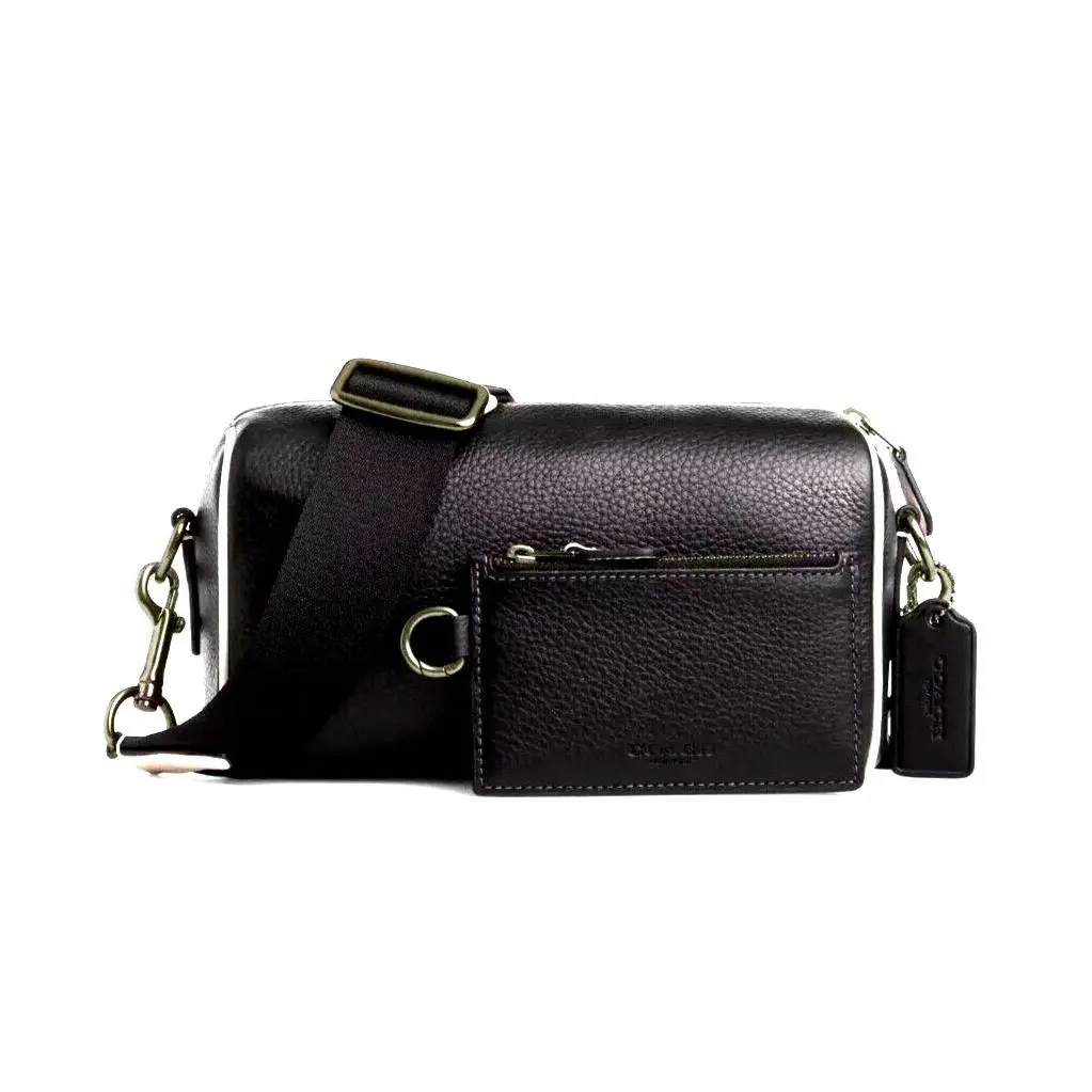 Coach CP172 Men`s Axel Black Leather Crossbody W/pouch Coach Stamp Unisex