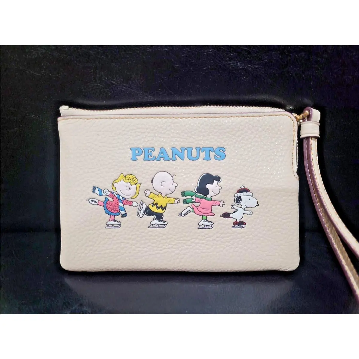 Coach X Peanuts Snoopy and Friend Ivory Multi Leather Wristlet