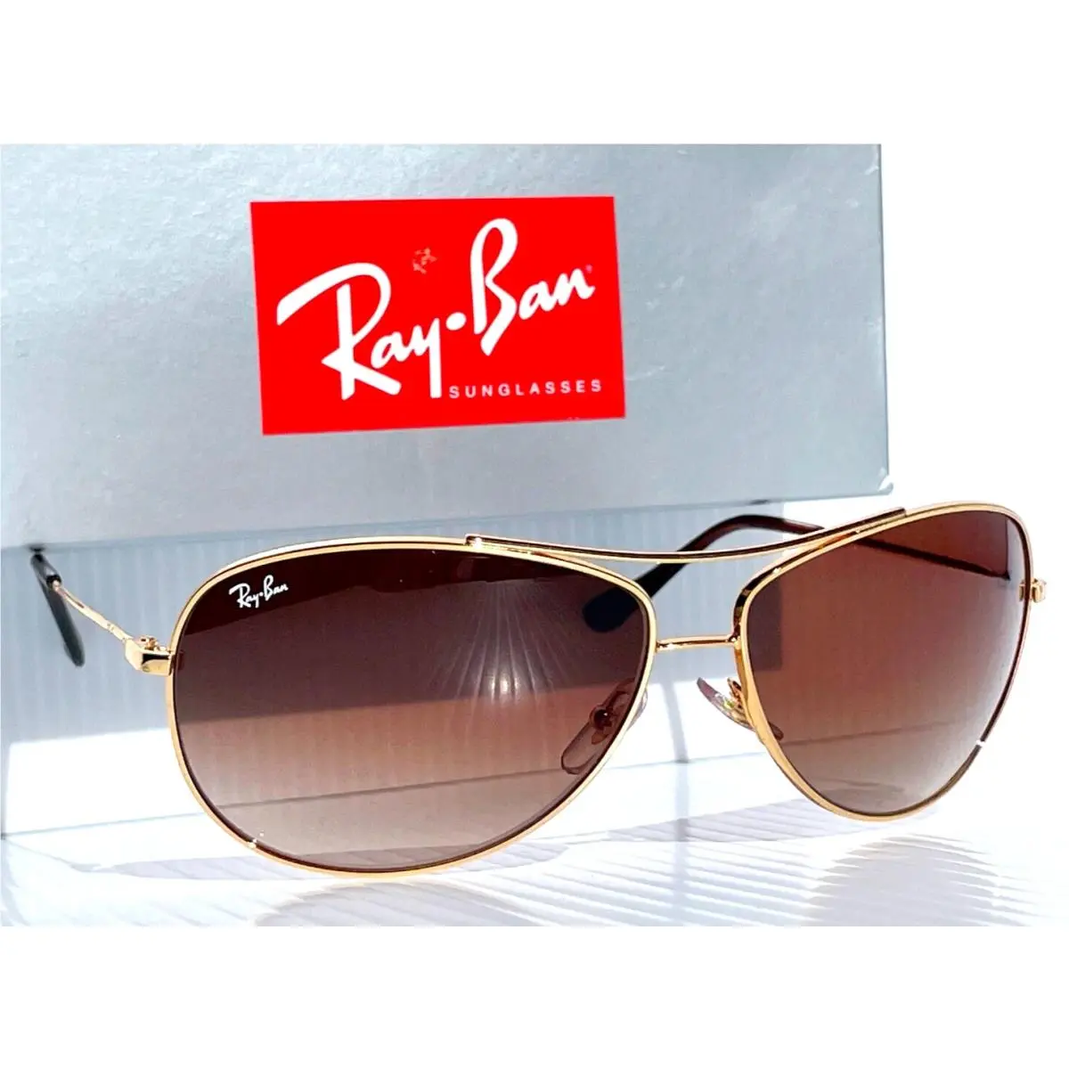Ray Ban Shiny Gold Frame Brown Lens Sunglass RB3293 001/13