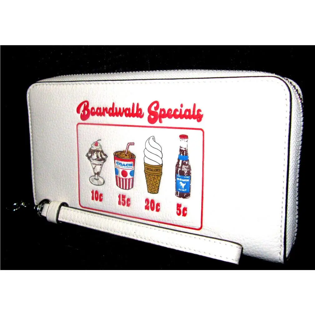 Coach CU382 Long Zip Around Wallet Boardwalk Graphic Ice Cream Print