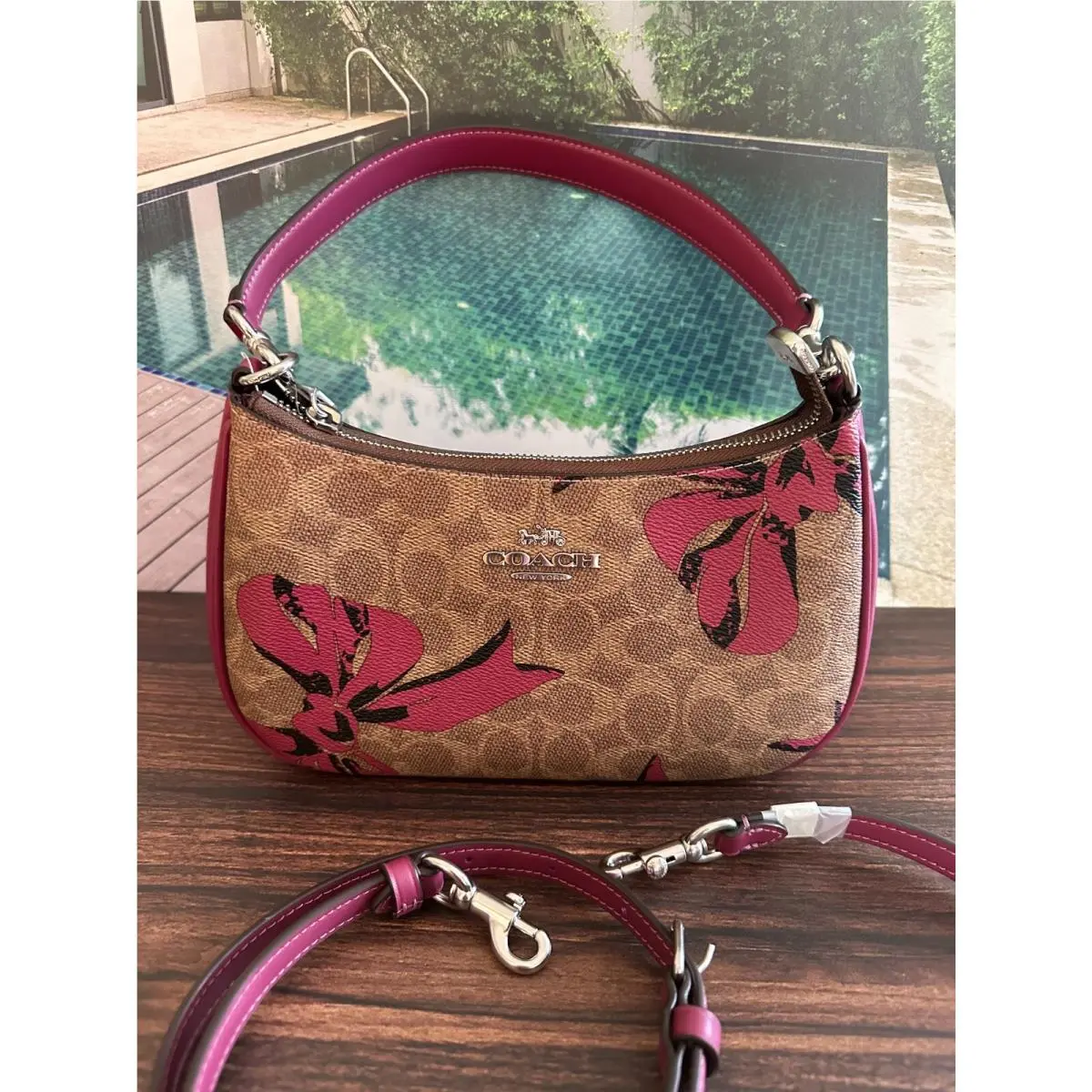 BN Coach Teri Mini Bow Print Crossbody Bag Signature Bows Purse CY733