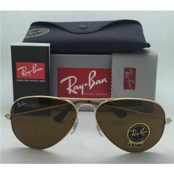 Ray-ban Sunglasses RB 3025 001/33 55-14 Gold Aviator Frames B15 Brown Lenses