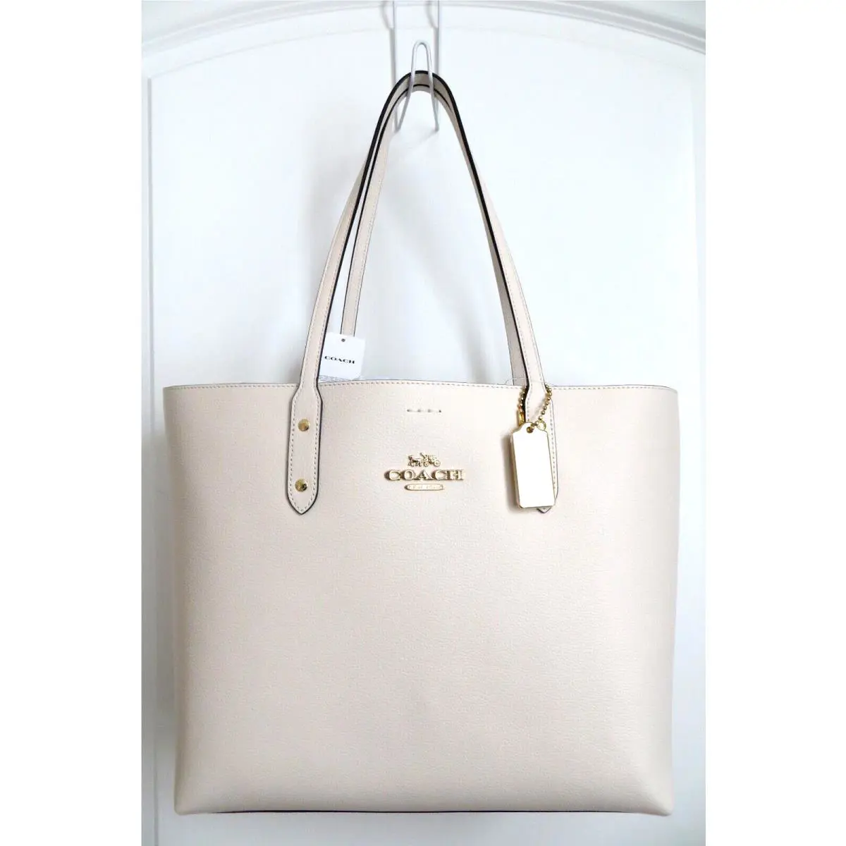 Coach Women`s 72673 Town Tote Polished Pebble Leather- Chalk