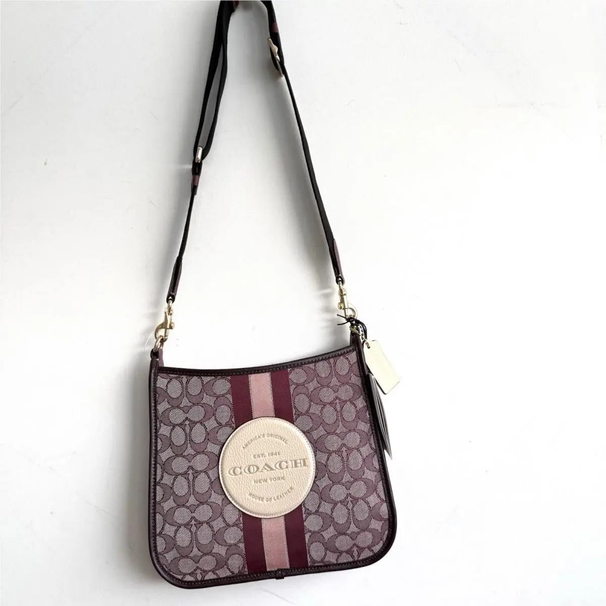 Coach Dempsey Signature Jacquard Stripe Patch CA 195 Crossbody Shoulder Bag
