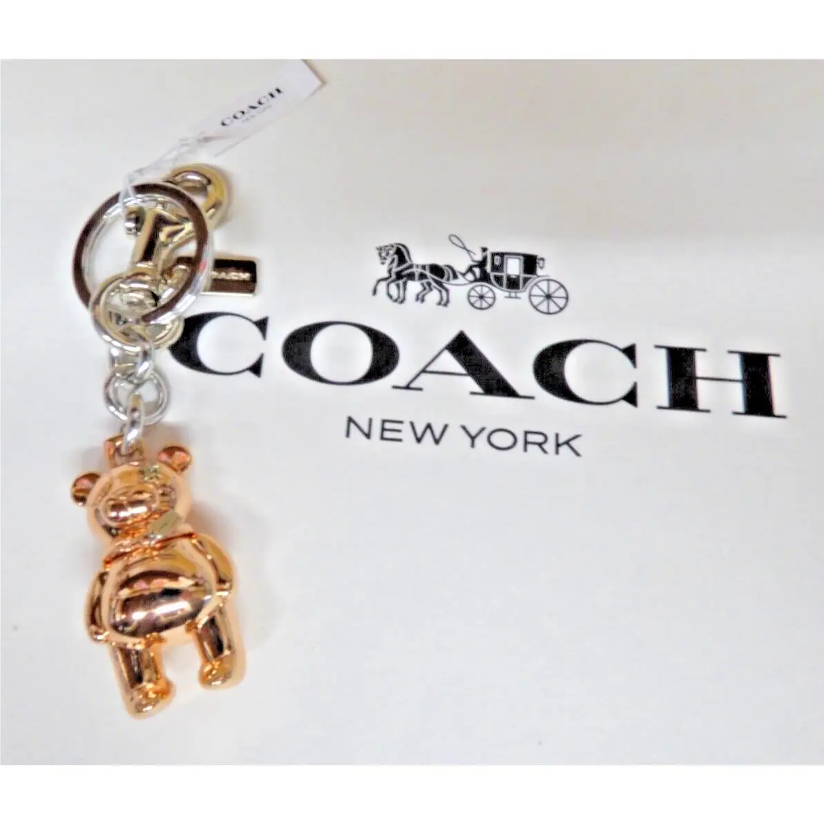 Coach 87166 3D Teddy Bear Bag Charm Keychain Rose Gold Lqqk