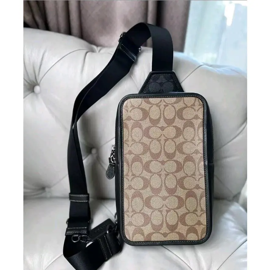 Coach Sullivan C9865 Sullivan Pack Blocked Signature Canvas Gunmetal/khaki