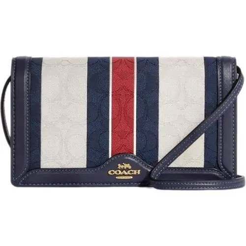 Coach C8754 Signature Stripe Jacquard Anna Foldover Crossbody Handbag Chalk