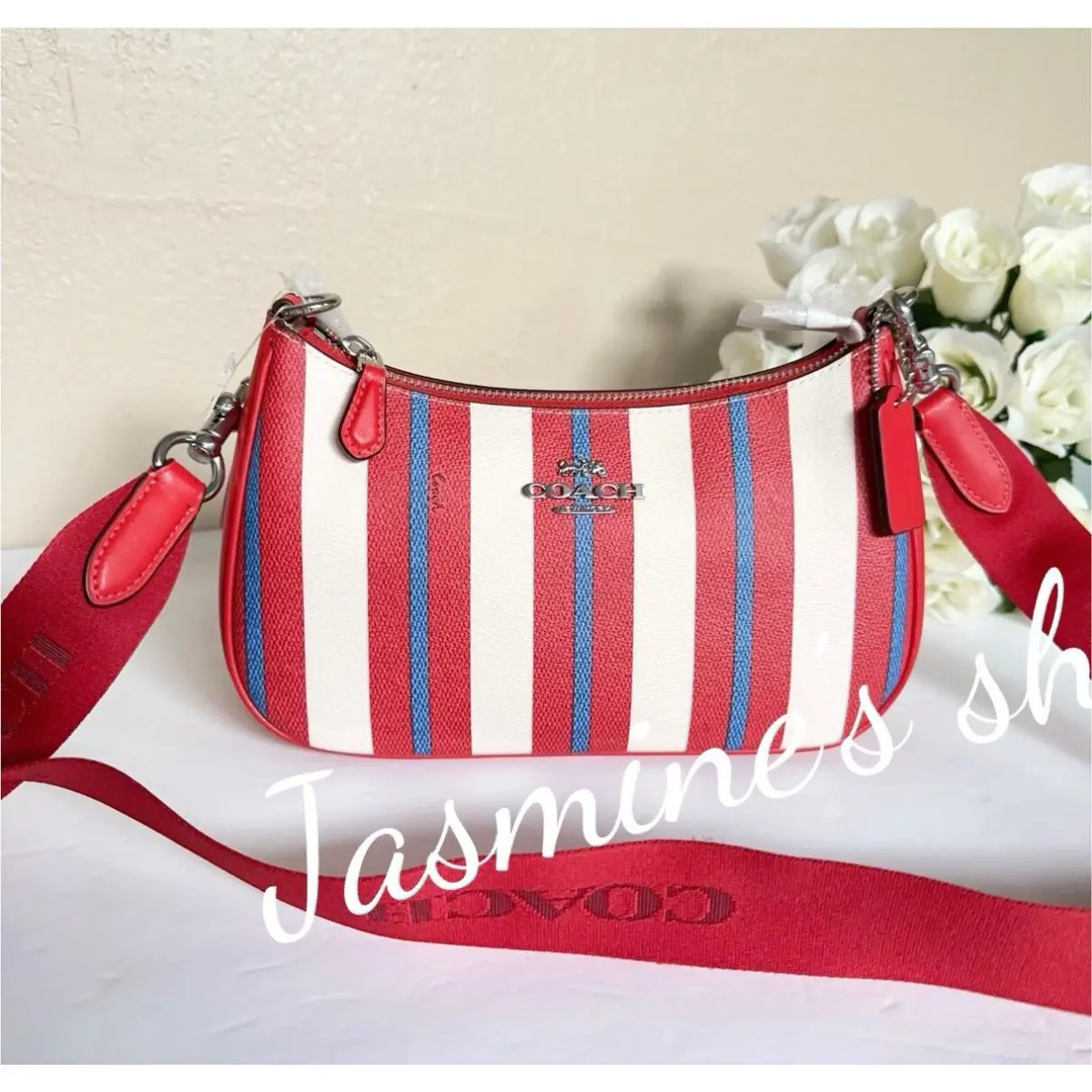 Coach Teri Shoulder Bag with Stripe Print CT823