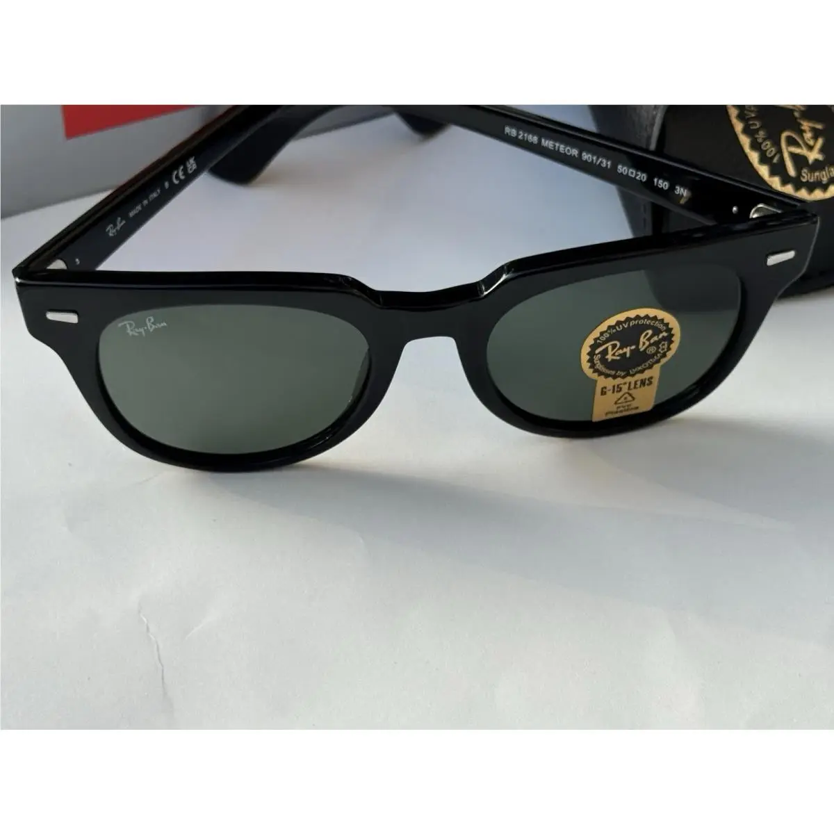 Ray-ban RB2168 901/31 Meteor Polished Black G-15 Green Sunglasses 50mm