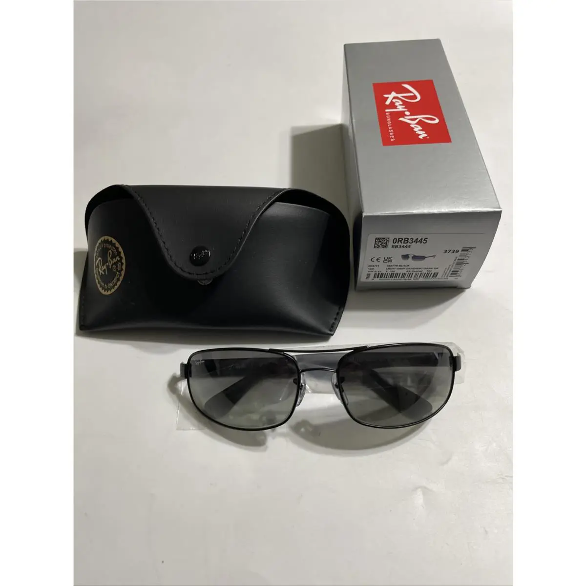 Ray Ban Sunglasses RB 3445 Matte Black Light Grey Gradient Dark